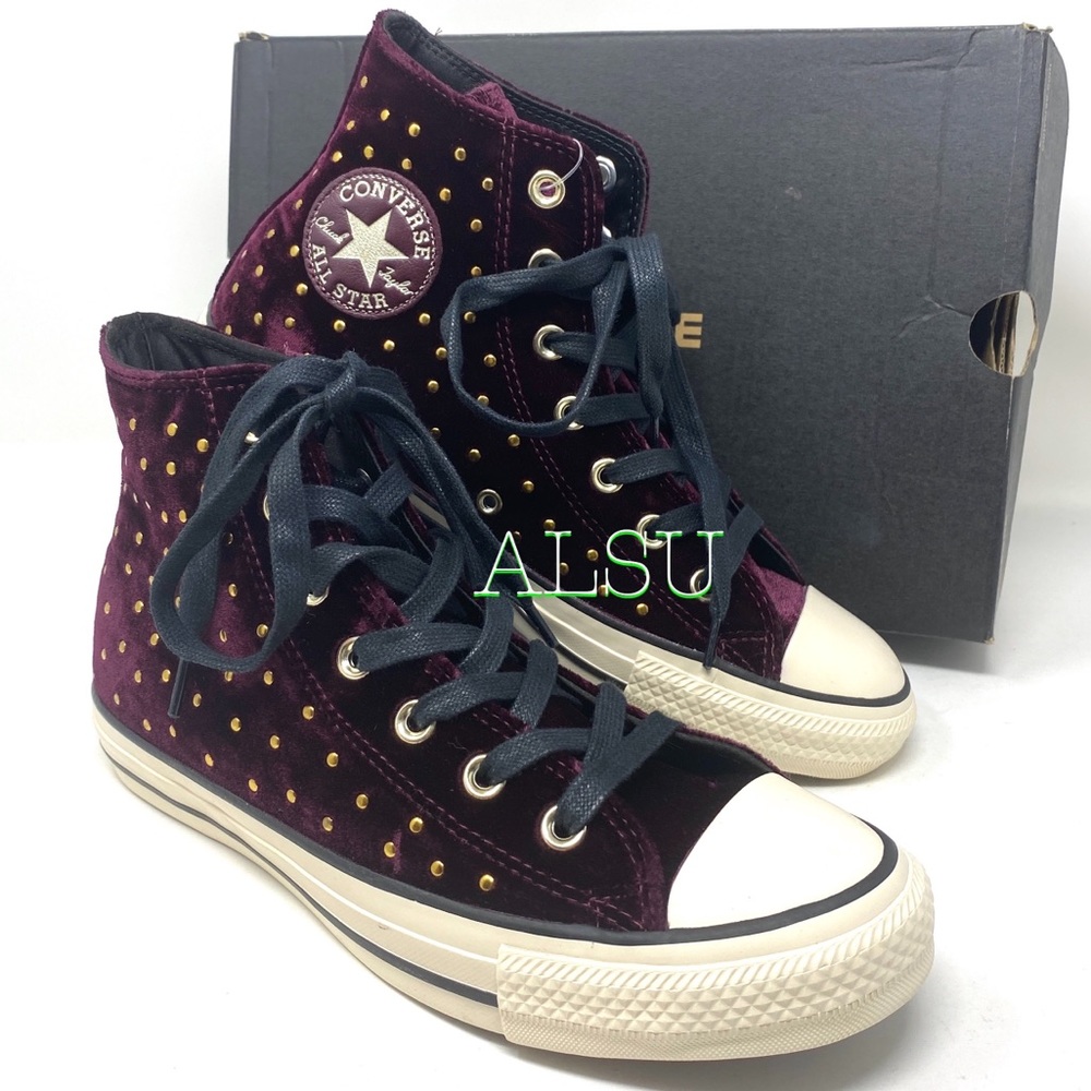 Converse Ctas High Top Velvet Dark Sangria Women’s - Picture 6 of 8